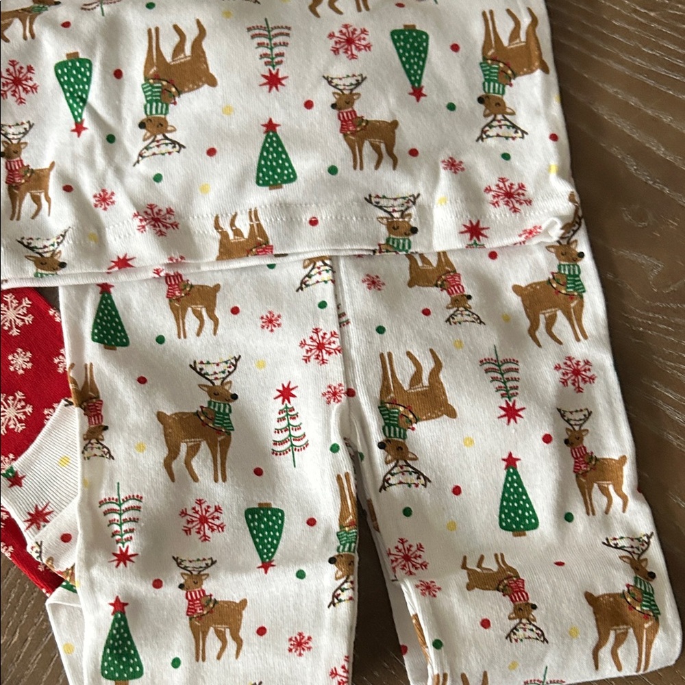 NWT! Set/2 Christmas Holiday Reindeer & Tree Baby Girl Pajamas - Picture 6 of 14